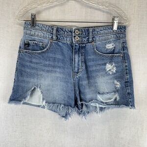 KanCan Jean Festival Shorts Blue‎ High Rise Distressed Cut Off Denim 7/27